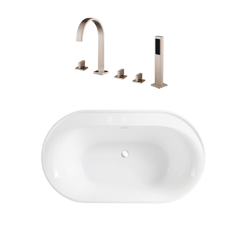 66'' x 32.5'' Freestanding Soaking Acrylic Bathtub, Silver
