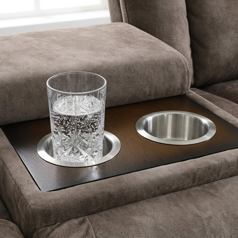 Ensemble de canapé inclinable électrique brun 3 pièces | Meubles de salon inclinables avec charge USB, console de rangement, porte-gobelets et support lombaire