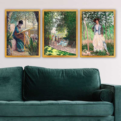 Superbe ensemble de peintures décoratives encadrées (3 pièces) de 21,7 po x 29,5 po chacune | Cadre 100% bois avec polystyrène de 0,8 pouce | Impression numérique UV | Parfait pour la décoration murale de salon, de bureau et de galerie