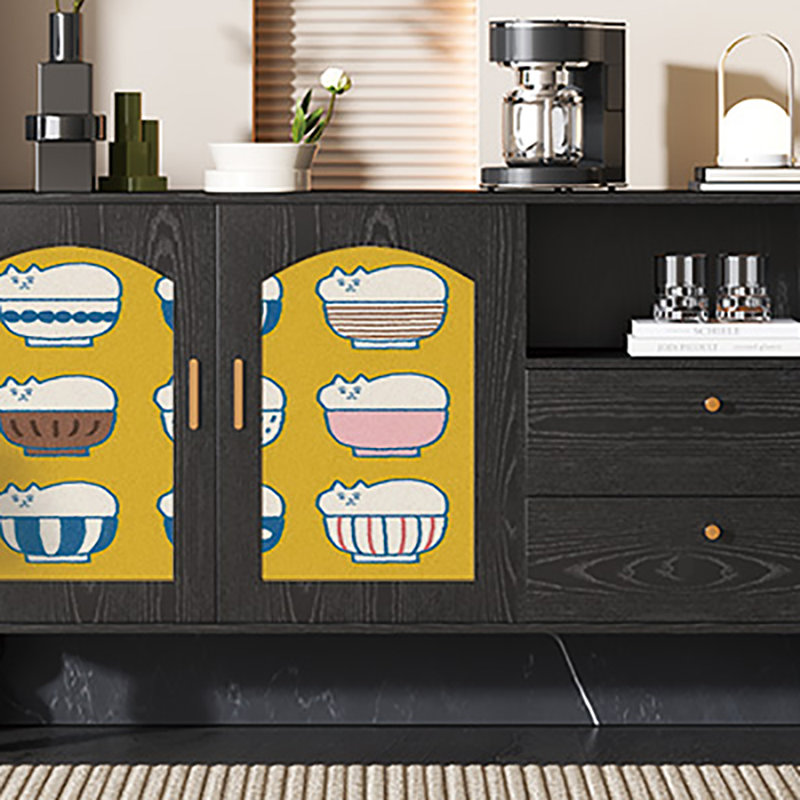 59.1in Storage Cabinet Sideboard, Black/Yellow