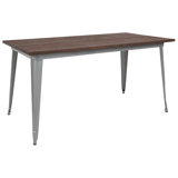 Oxfordshire 30.25" x 60" Rectangular Metal Indoor Table with Rustic Wood Top