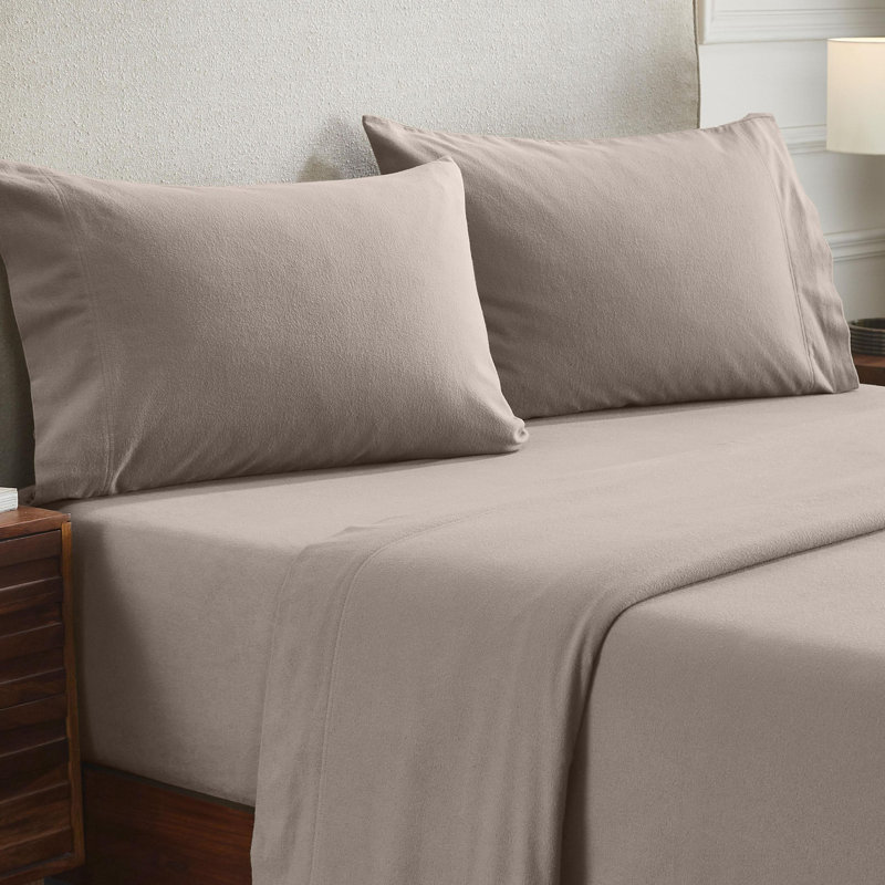 All-Season Breathable 100% Cotton Flannel Pillowcase Set, Gray, Standard