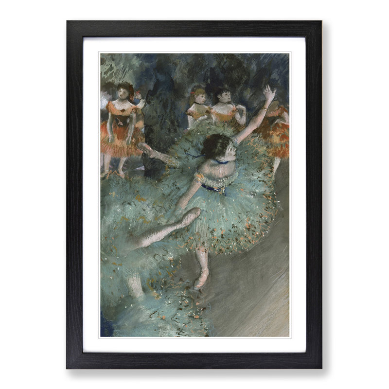 Green Ballet Ballerina Dancers by Edgar Degas - Picture Frame Painting, Black Framed, 65cm H x 48cm W x 2cm D