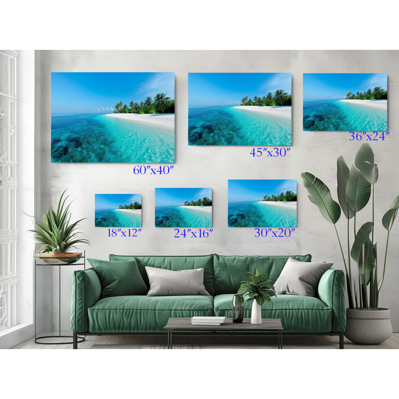 Impression sur toile Maldives Beach, décoration murale moderne pour la maison et le bureau, H 24 po x l 36 po