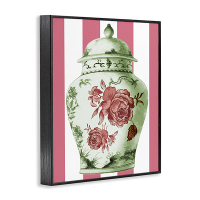 Vase rétro orné de rayures, art de la giclée par Lil 'Rue
