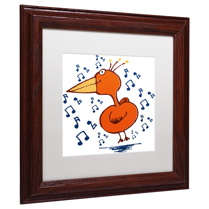 « music oiseau » par carla martell, art encadré, H 11 po x l 11 po, Blanc
