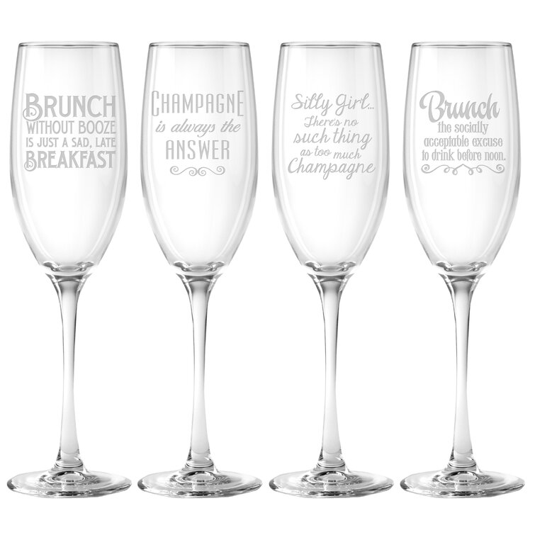 Engraved Crystal Champagne Flutes - Reed & Barton