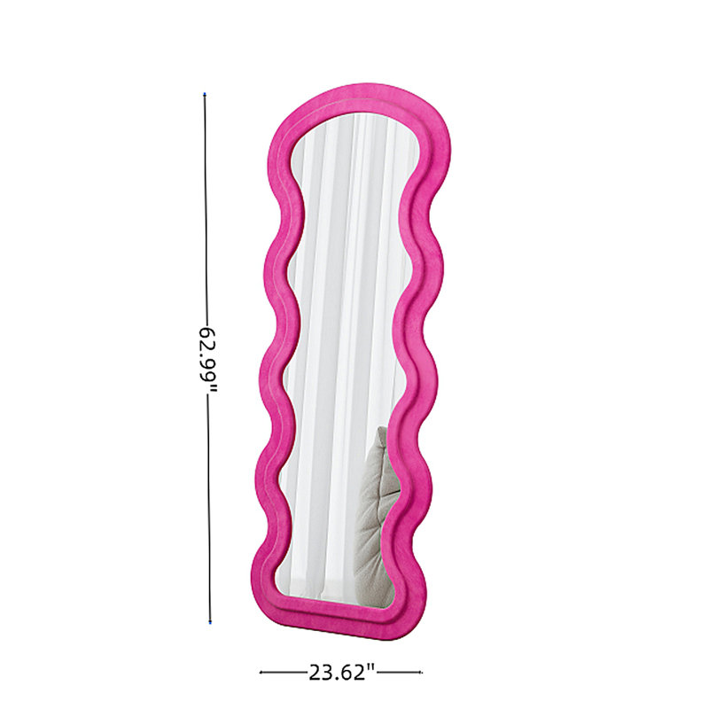 Flannel Full Length Wave Rose Floor Mirror  For Bedroom Living Room Hanging Or Against The Wall, Rose
