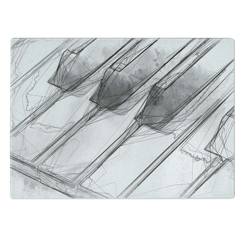 Glass Keyboard Keys in Abstract Chopping Board, 28.5 cm W x 20 cm L