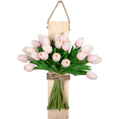 Décoration murale ferme tulipe artificielle florale, longue tige rustique en fausse fleur pour la fête de mariage à l'intérieur