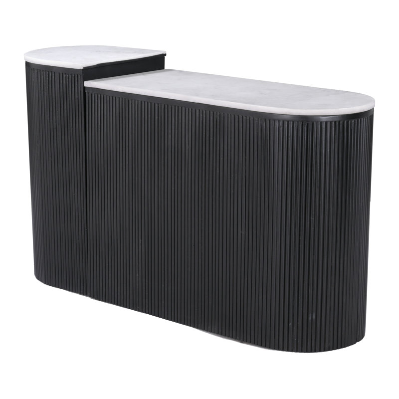 Ormara White Marble Top and Black Wood Base Console Table