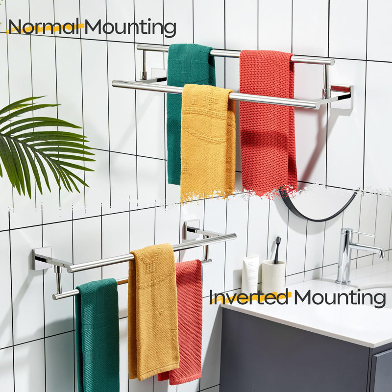 Porte-serviettes double 24 po, Chrome poli