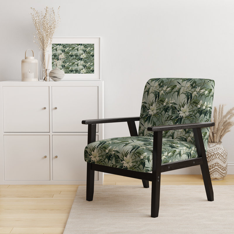 Fauteuil rembourré d'appoint tropical D, Bambou élégance motif tropical II