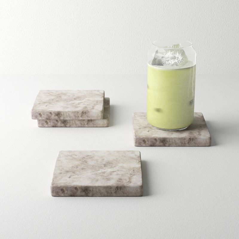 Marble Square 4 Piece Coaster Set