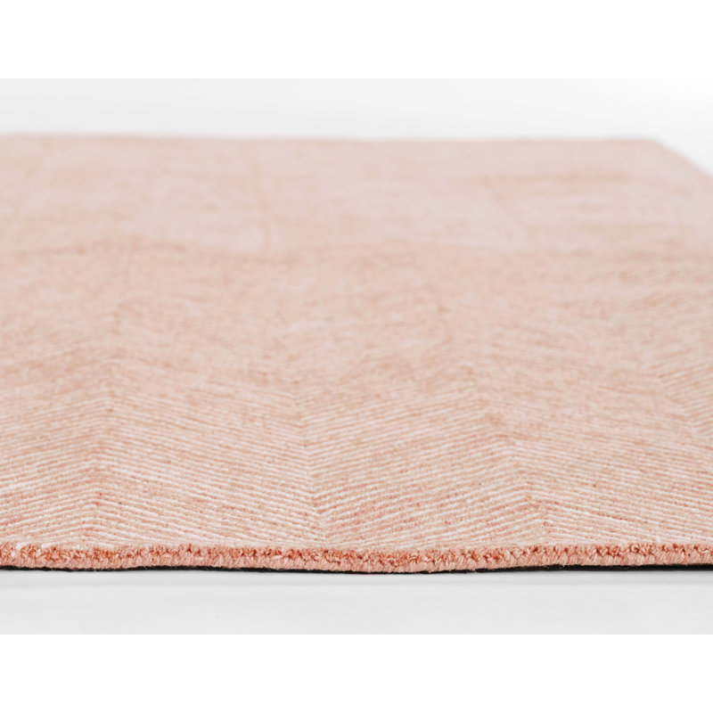 Charles Hand Tufted Wool Zig Zag Area Rug in Pink, Rectangle 2' x 3'