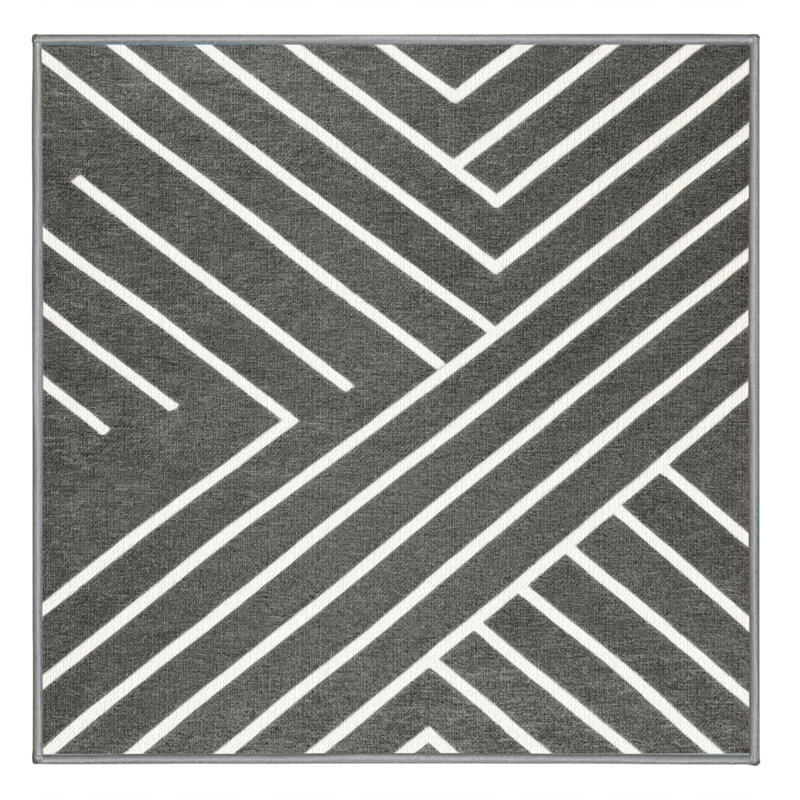  Tapis gris lavable rayé gris, Carré 4 pi