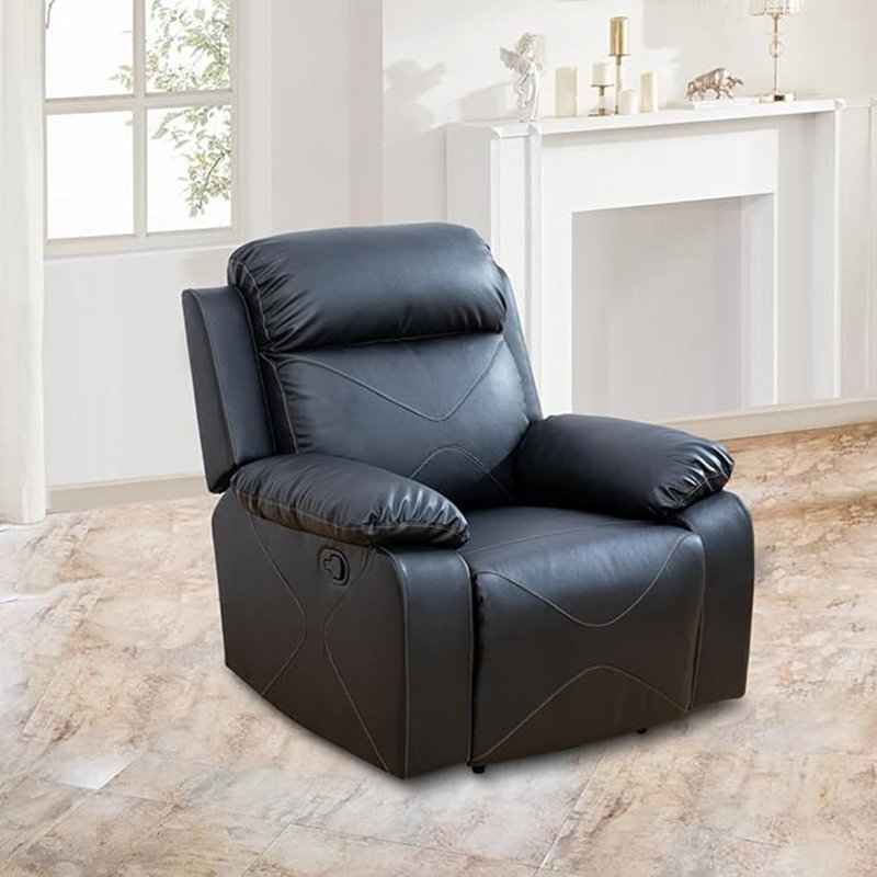 Evany 40.5"Faux Leather Recliner, Black