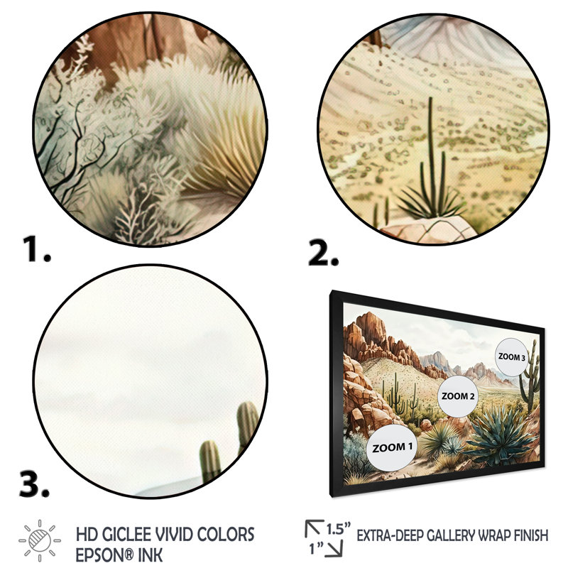 Arizona Desert IV - art mural occidental, Cadre simple noir, H 30 po x l 40 po x P 1,5 po