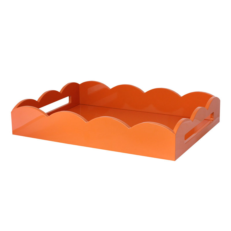 Plateau de repose-pieds laqué festonné, Orange, H 17 po x l 13 po x P 3,25 po