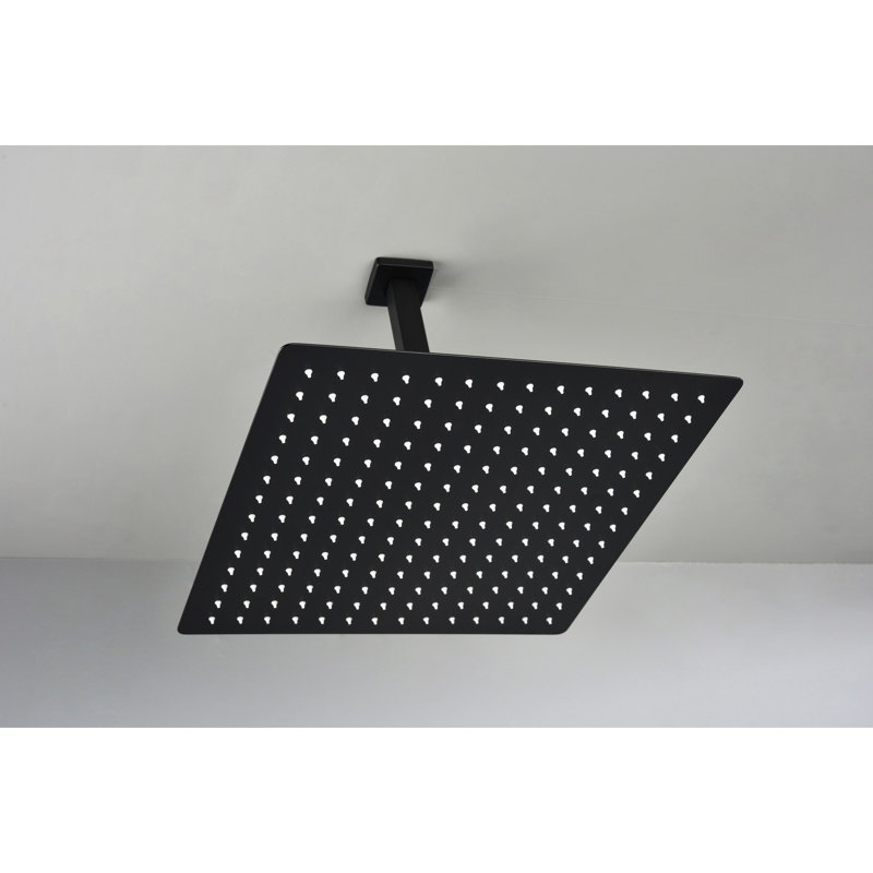 Luxury 16" Matte Black Bathroom Shower Head - Natural Rainfall , Self-Cleaning Nozzle, Complies With American Standard Pipe Connections And All Arms Brings Feeling, Suits