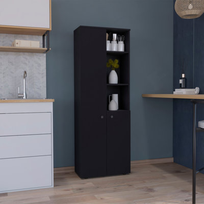 Konik 67-Inch High Storage Cabinet Kitchen Pantry With Three Doors And  Three Exterior Shelves