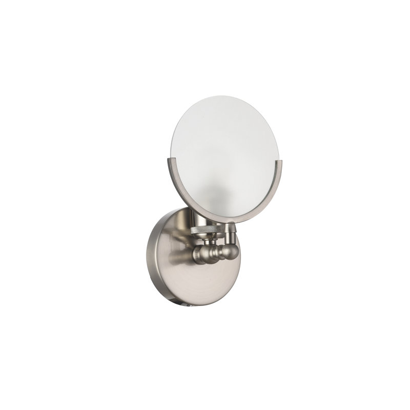 Transitional LED Round Nickel Wall Sconce, Shiny Nickel