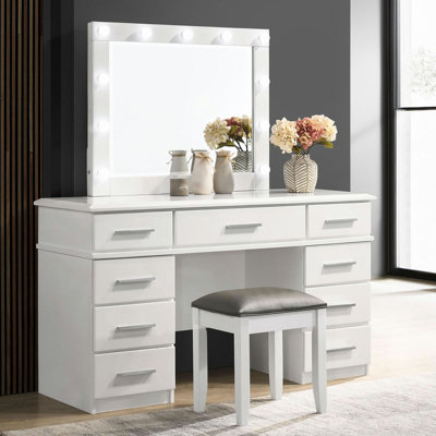 Tabouret de coiffeuse brillant avec assise rembourrée