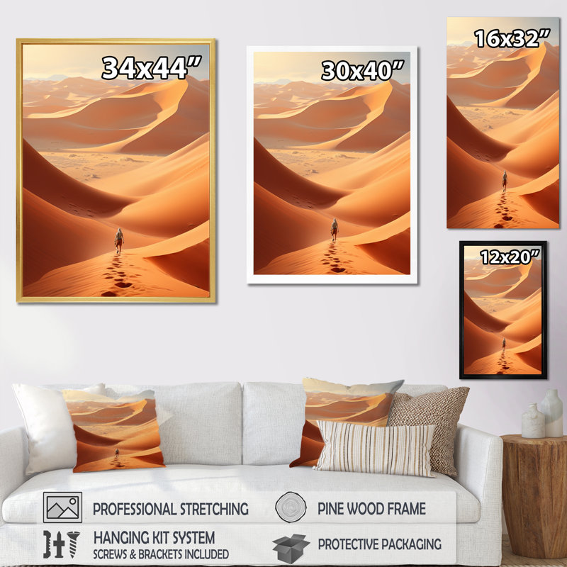 Desert Dunes III, reproduction d'art sur toile, H 40 po x l 30 po x P 1,5 po, Cadre flottant doré