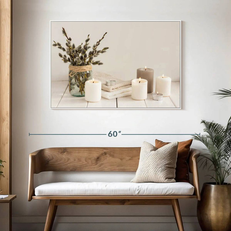 Salle de bain zen, Cadre flottant blanc, 46 po x 31 po