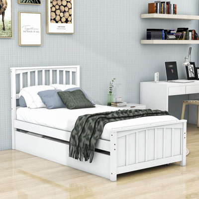 Elizabethann Twin Size Wooden Platform Bed with Trundle