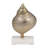 Figurine Metal and Marble Coastal Shell Design with Modern Spiraling Form on Solid Stone Base Inspired by Contemporary Nautical Trends in Mixed Materials Woods and Metals for Stylish Accent Decor-1163792284