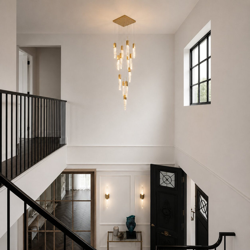 Lustre suspendu en cristal 13 lumières Transitional, Doré