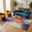 Tapis de couloir abstrait gris ivoire et magenta Comfort-1062568454