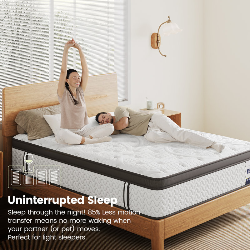 10"/12"/14" 9-layer Hybrid Mattress With Pocketed Coils & Dual-zone Support - Cooling Gel Memory Foam,  Certipur-us/oeko-tex/c,no Fiberglass