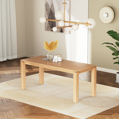 70.87" Modern Farmhouse  Solid Wood Legs Large Rectangle Kitchen Dining Table For 6-8