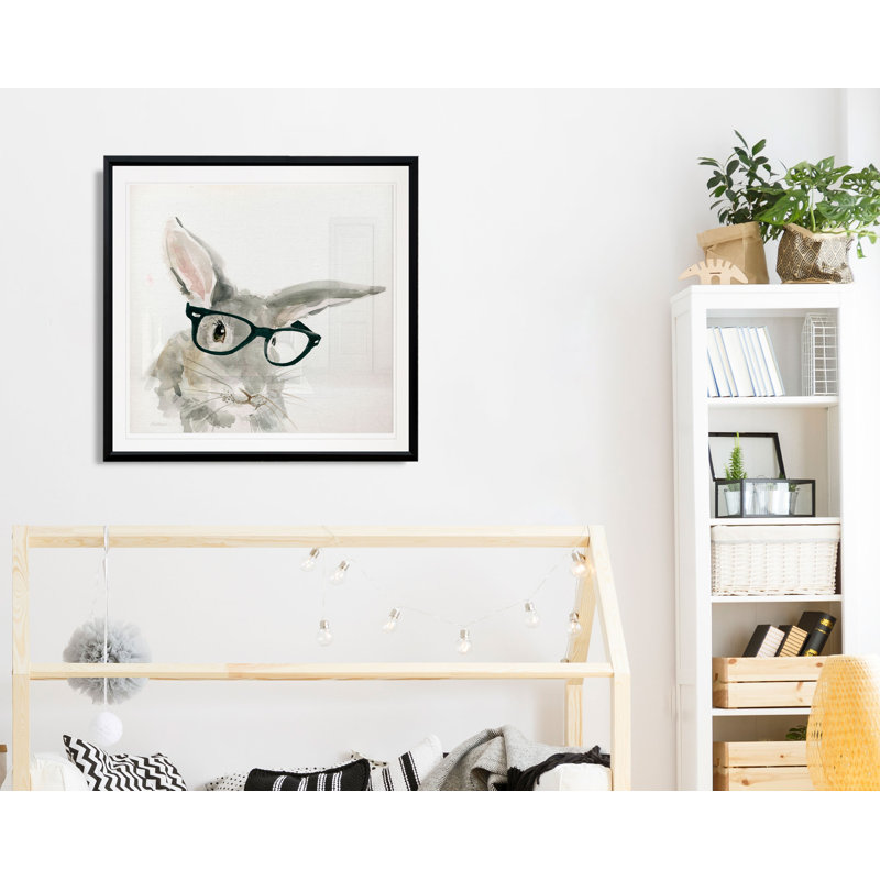 « jolie critter lapin », art sur toile, H 30,5 po x l 30,5 po x P 1,5 po, Cadre plastique noir