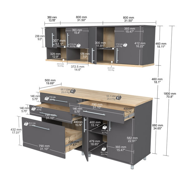 Jezelle 5 Piece Storage Cabinet Set Wade Logan Color: Dark Gray/Maple