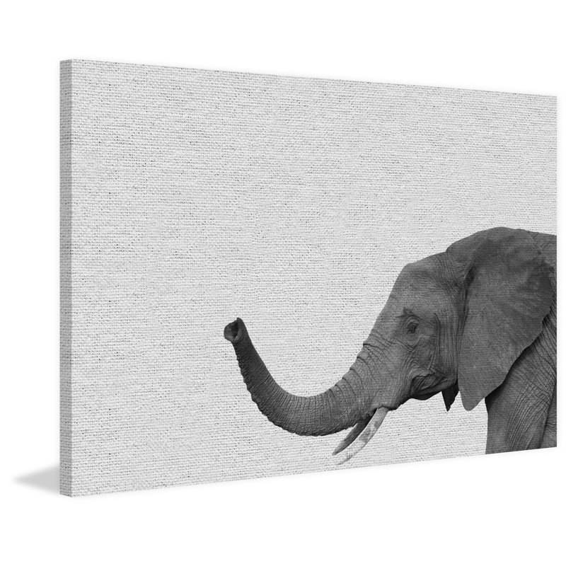 Side Elephant II - Drawing on Canvas, 20cm H x 30cm W