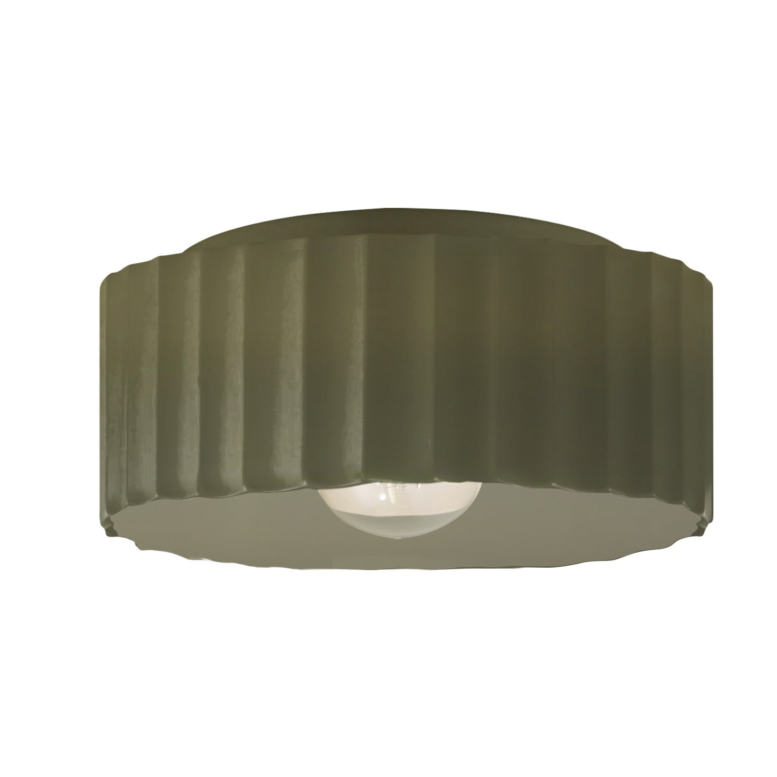 Colgate Single Light Ceramic Flush Mount, Matte Green, 6.5" H x 13" W x 13" D