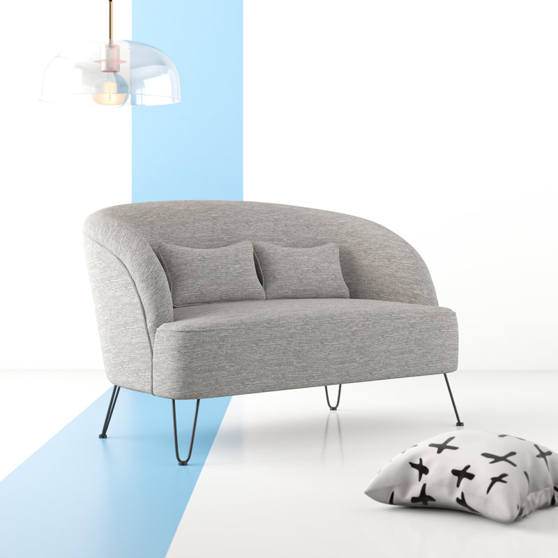 Debs Upholstered 49.5'' Loveseat, Light Gray Polyester