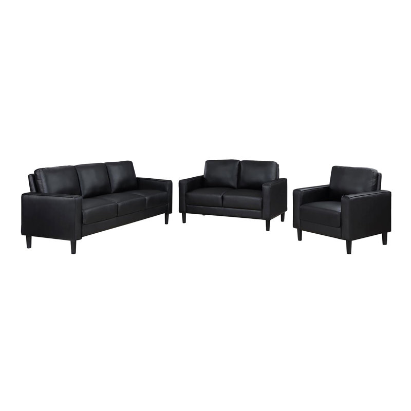 Hendon 3-Piece Track Arm Sofa Set, Black