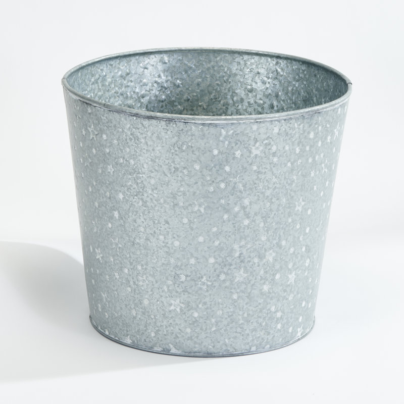 Pot de fleurs en métal galvanisé Monango, Argent, H 10,5 po x l 12 po x P 12 po