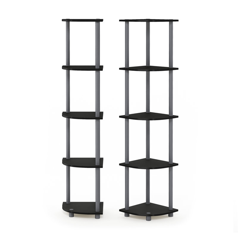 Bibliothèque d'angle en plastique H 57,7 po x l 11,6 po vente en gros, Noir / Gris