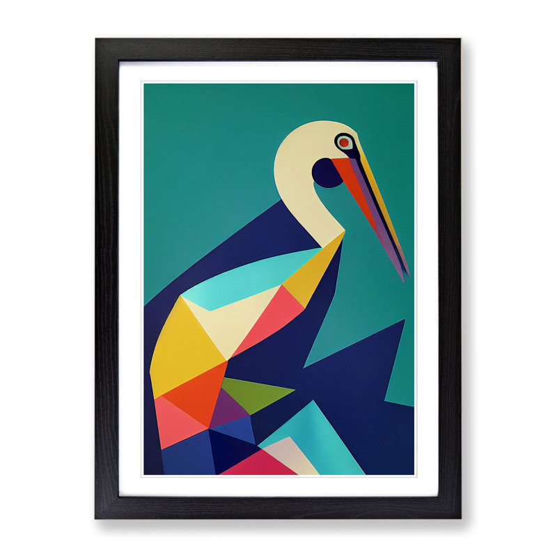 Pelican Geometric - Single Picture Frame Print, Black, 64cm H x 46cm W x 2cm D