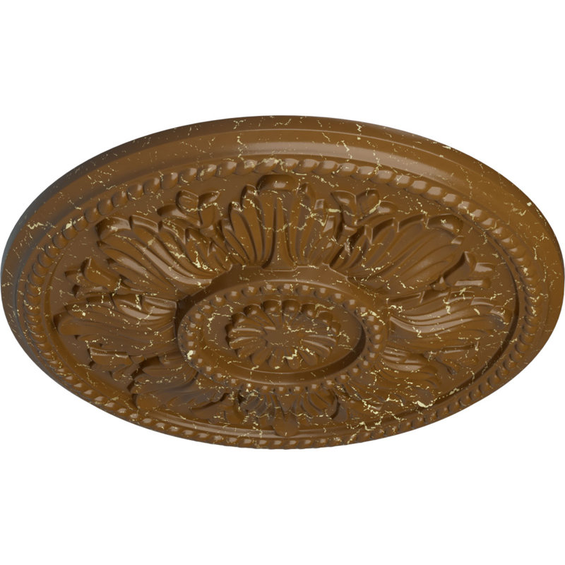 Médaillon de plafond Endurathane Edinburgh, DE 18 po x P 1 3/4 po (convient aux auvents jusqu'à 5 1/4 po), finition craquelée topaze fumée peinte à la main