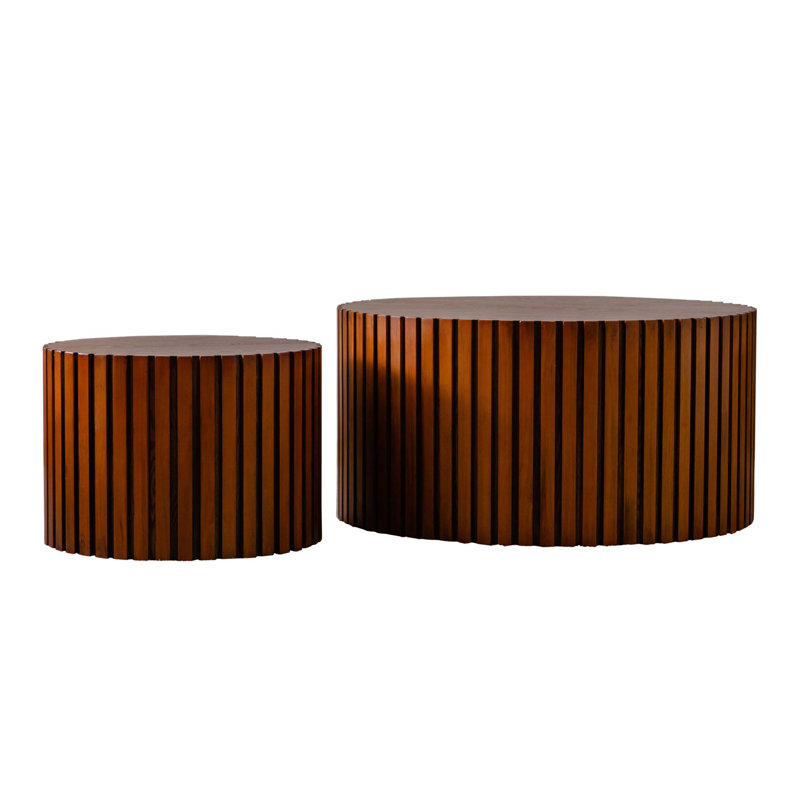 Table basse ronde moderne en bois pour les petits salons, H 15,75 po x l 47,25 po x P 47,25 po, Walnut Duplicate