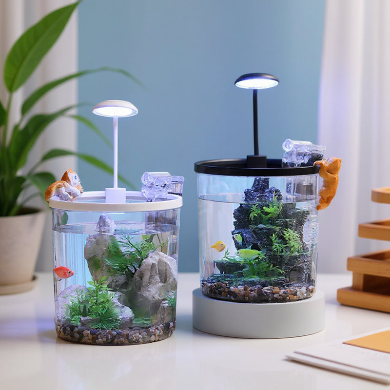 Mini Fish Tank with Filter and Light, Small Fish Tank, 6Pcs Tall Aquarium Starter Kit,3.5 Gallon Goldfish Tank for Beta Aquarium Starter Kits