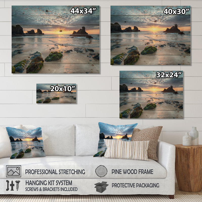 Magnifique baie de Porthcothan - imprimé bord de mer, H 15 po x l 20 po, Impression encadrée, Bois