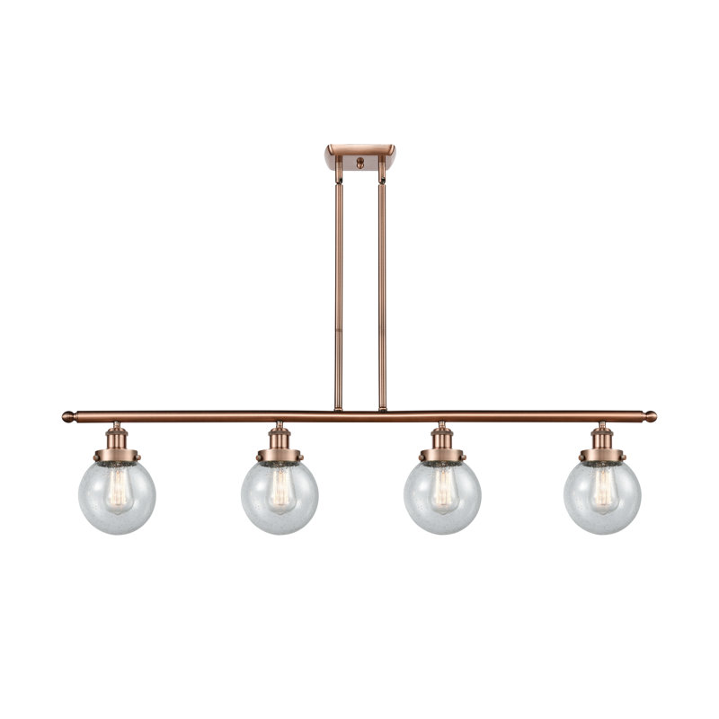 Luminaire suspendu linéaire à 4 lumières pour îlot de cuisine Chippewa, Ampoule non incluse, Cuivre antique, Grainé