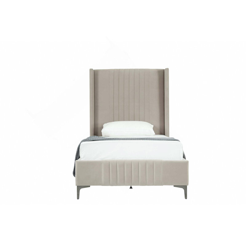 Lit tapissier Promenade, Taupe, Lit simple